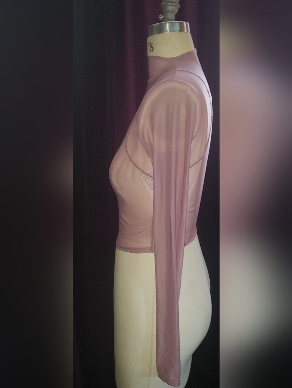 Nike Plush Lilac Crop Stretch Fitted Long Sleeve Thumb Hole Top - Picture 3 of 8